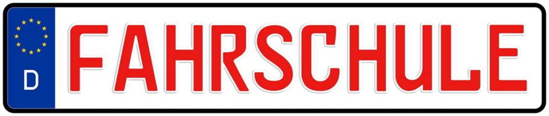 spkw41 SignPersonenKraftWagen spkw - Schrift: Fahrschule - Autokennzeichen / Nummernschild - (Original-Verhältnis 520 X 110 mm) - banner rot xxl g5917