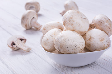 Fresh brown champignon mushrooms