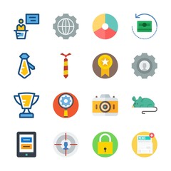 icon Digital Marketing with padlock, photo camera, target, newspaper and medal