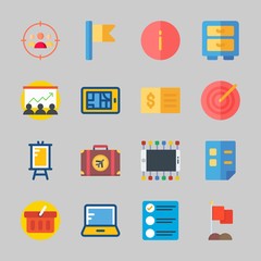 Icons about Business with smartphone, shopping basket, suitcase, info, check and laptop