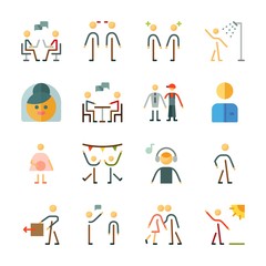 icon Human with selutation, stick man, bride, music listener and dancer