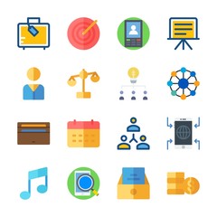 icon Business with balance, law, coins, inbox and networking