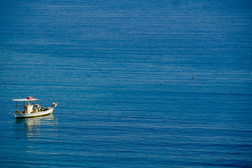 Small fishing boat in the Greek sea
