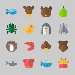 Icons about Animals with mouse, firefly, horse, prawn, fish and hamster