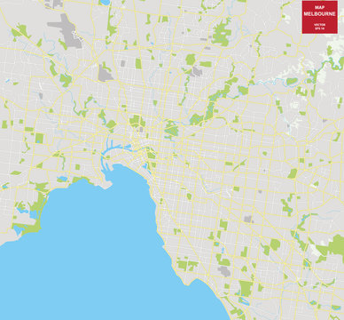 Vector color map of Melbourne.Vector illustration