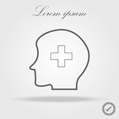 Human head with Cross Medicine icon Vector. Outline plus icon illustration isolated vector sign symbol