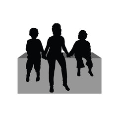 children sitting silhouette