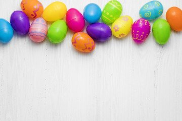 Easter eggs on wooden background