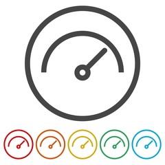 Vector performance measurement icon, speedometer icon, 6 Colors Included