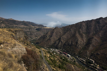 Mountain panorama from the area of Alaverdi in Armenia