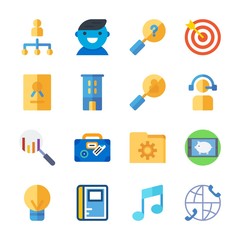 icon Business with folder, user, smartphone, note and building