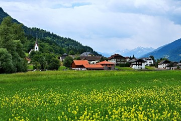 Austrian Alps-view on the village Gajach