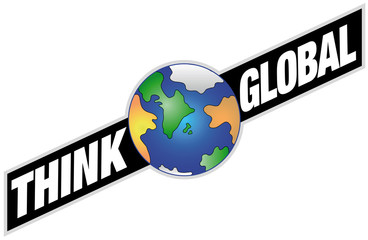 Think Global - Banner with Planet Earth