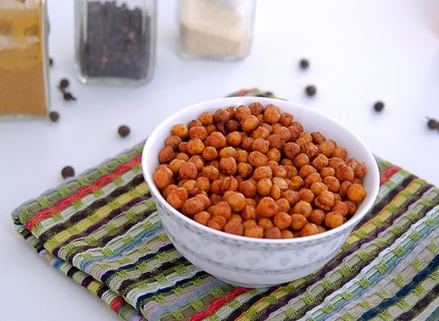 Useful snack, chickpeas with spices