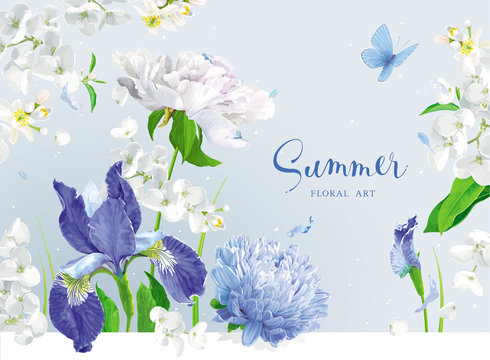 Blue summer flowers bouquet