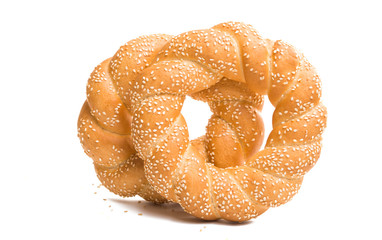 bagel with sesame seeds isolated