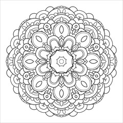 Vector Monochrome Mandala. Ethnic Decorative Element. Round Abstract Object Isolated On White Background