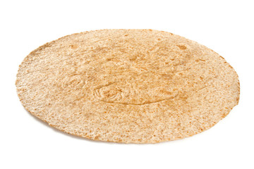 whole grain tortilla isolated