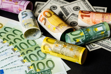 Background of the money. Euro and Dollar.
