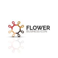 Abstract flower or star minimalistic linear icon, thin line geometric flat symbol for business icon design, abstract button or emblem