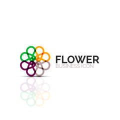 Abstract flower or star minimalistic linear icon, thin line geometric flat symbol for business icon design, abstract button or emblem
