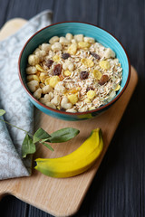 morning healthy breakfast, dietary meal porridge oatmeal muesli