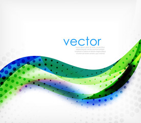 Vector colorful wavy stripe on white background with blurred effects. Vector digital techno abstract background