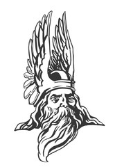 The head of Odin, the supreme god of German mythology