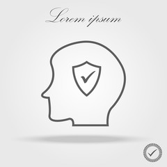 Illustration of a male head icon with a check mark