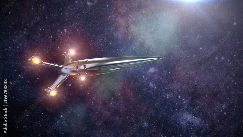 Canvas Prints spaceship in front of the stars of the milky way galaxy, rocket in deep space