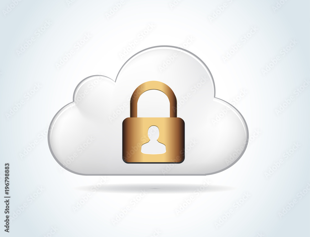Poster cloud computing security over white background vector