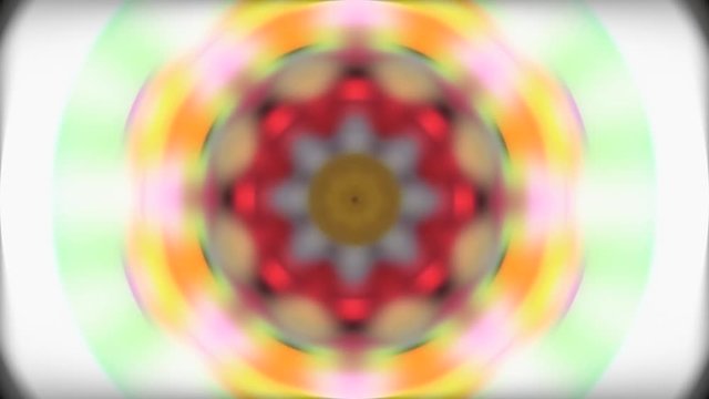 Fractal de diana borrosa con orbitas concentricas a colores que giran 

