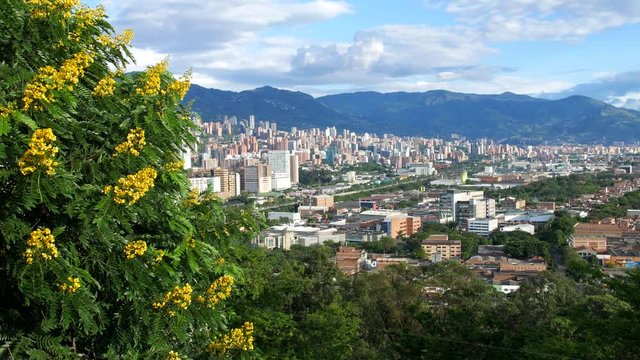 MEDELLIN, COLOMBIA, VIEW TO THE SOUTH OF VALLEY, 4K