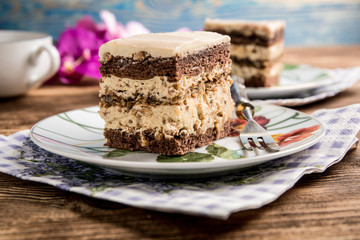 Piece of nutty-coffee cake.