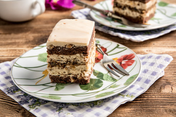 Piece of nutty-coffee cake.