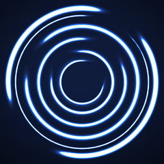 Abstract background of glowing circles. Neon logo. Vector