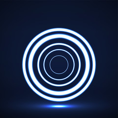 Abstract neon circles, geometric logo. Vector
