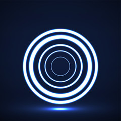 Abstract neon circles, geometric logo. Vector