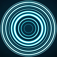 Abstract background of glowing circles. Neon logo. Vector