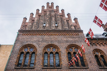 Attractive, brick, Gothic 1852 town hall (Radhus) building in Elsinore (Helsingor) in north of...
