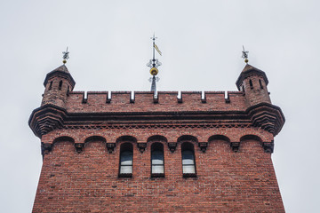 Attractive, brick, Gothic 1852 town hall (Radhus) building in Elsinore (Helsingor) in north of...