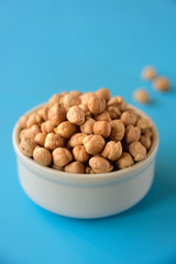 Ceramic bowl with raw chickpeas