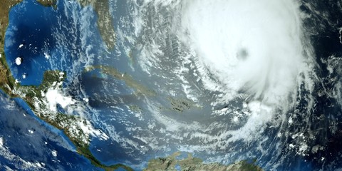 Extremely detailed and realistic high resolution 3D illustration of a hurricane. Shot from Space. Elements of this image are furnished by Nasa.