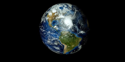 Extremely detailed and realistic high resolution 3D illustration of a hurricane. Shot from Space. Elements of this image are furnished by Nasa.