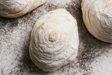 Badambura powdered pastry on Novruz tray. Azerbaijan traditional pastry cookie badambura on rustic table background