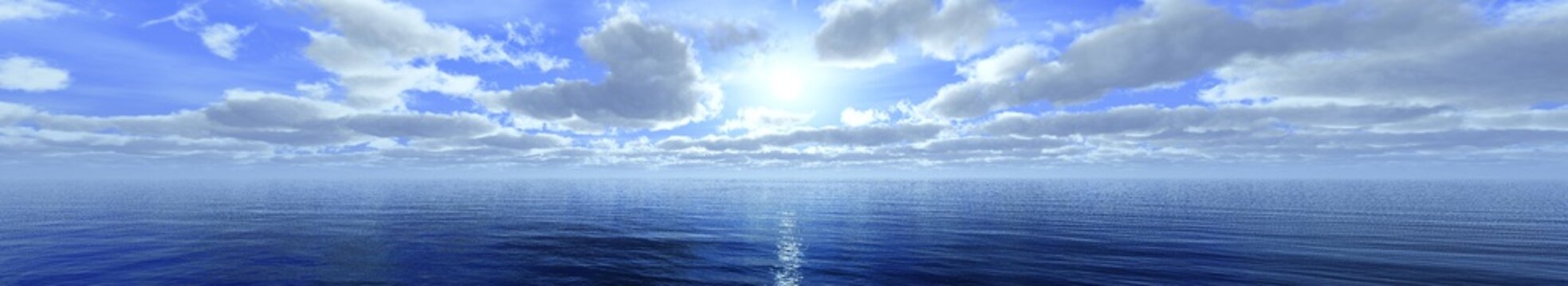 panorama of the sea sunset, a cloud above the water
3D rendering

