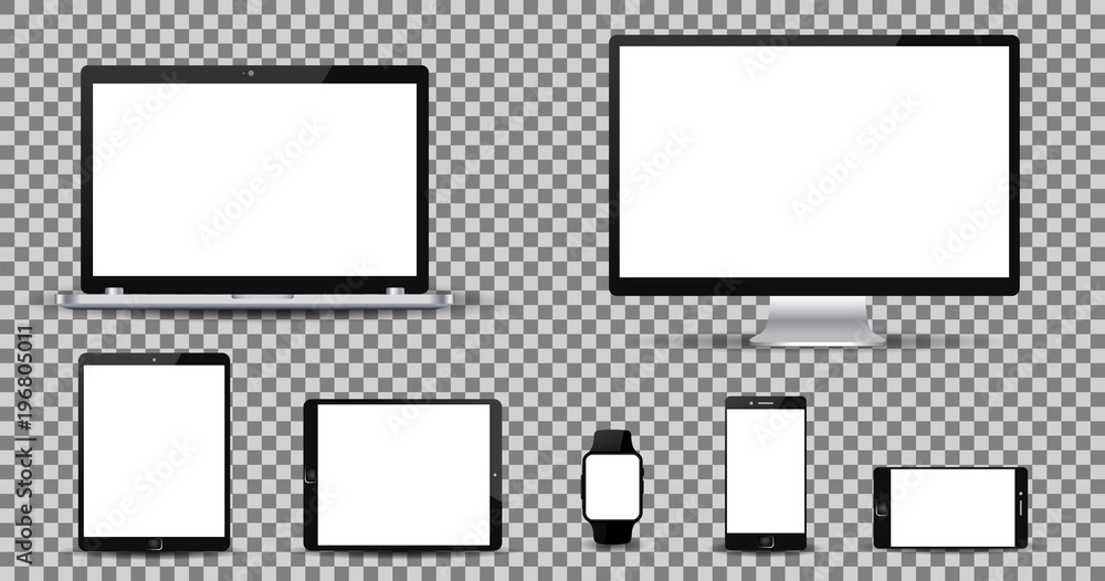 Poster set technology devices with white display - vector