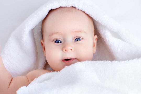 cute baby after bathing