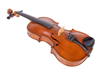 Fototapeta na wymiar Viola isolated on white background. Instrument for classical music. The old fiddle.