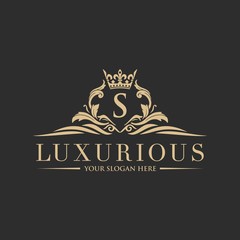 Luxury vintage crest logo. Calligraphic royal emblems and elements elegant decor. Vector crest monogram ornament for letter